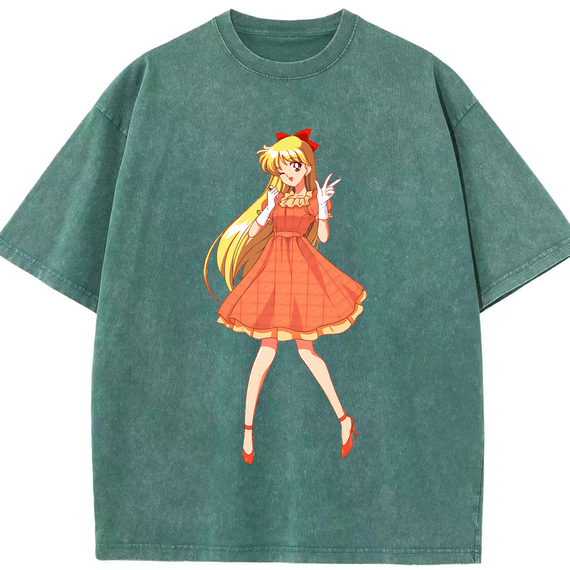 （画像用） 美少女戦士セーラームーン 愛野 美奈子 あいの みなこ Sailor Moon Aino Minako 綿100% ヴィンテージ風 半袖Tシャツ（フロントプリント）